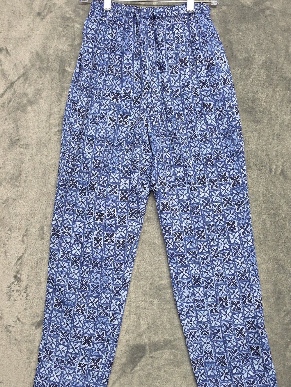 Harold's Blue Geometric Drawstring Ankle Pants Sz Small